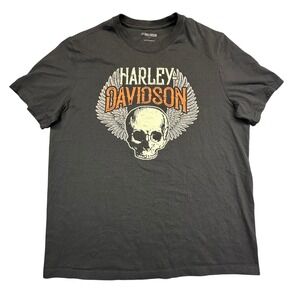 Harley Davidson T-Shirt Mens XL Black Willie G Skull Wing‎ Graphic Short Sleeve